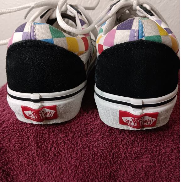 Vans Old School Sneakers Womens 6.5 Rainbow Checkerboard Off The Wall - Picture 7 of 9
